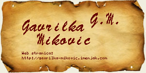 Gavrilka Miković vizit kartica